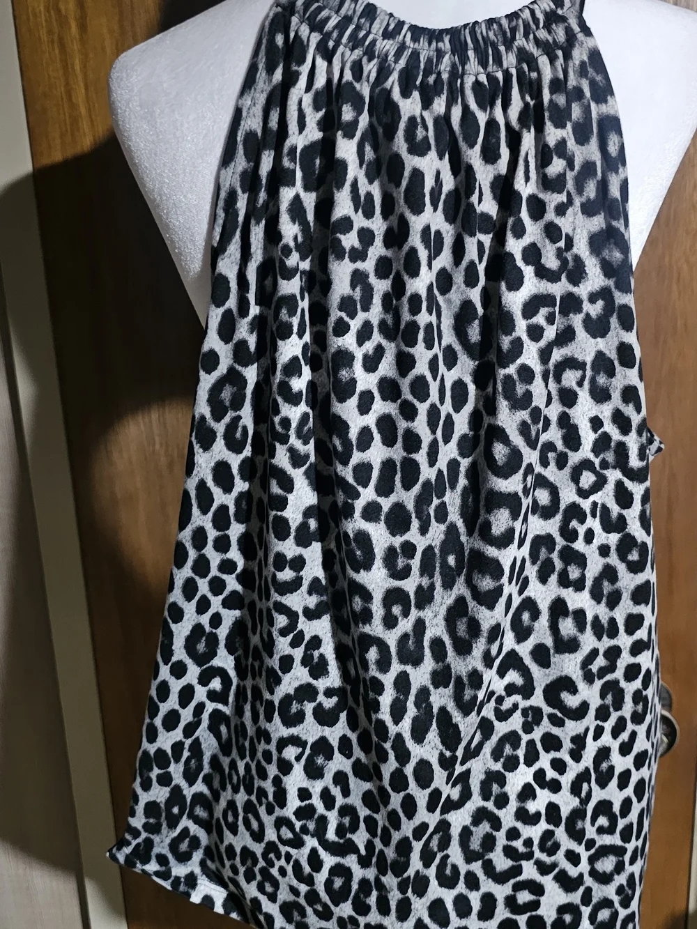 Michael Kors Black and White Leopard Halter Camisole
